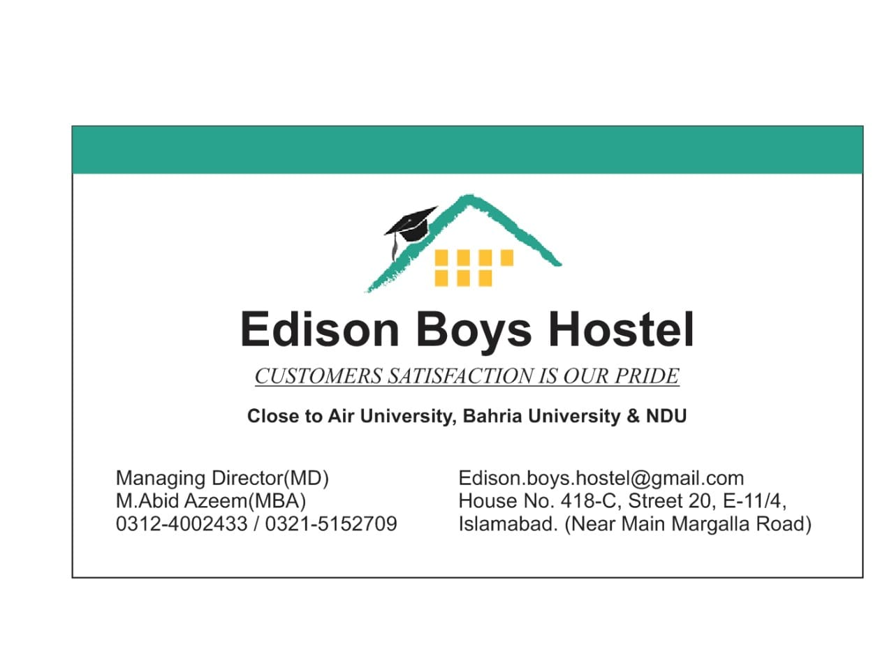 Edison Boys Hostel E-11/4 Islamabad